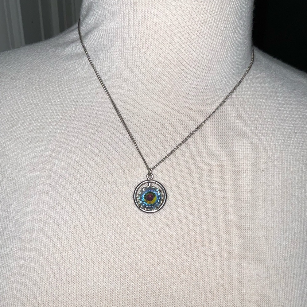 Sarah Coventry Silver toned Large Round Crystal necklace